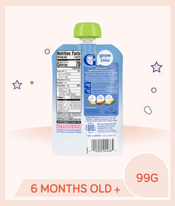 Back view of Gerber Organic Pear Mango Avocado pouch with green lid