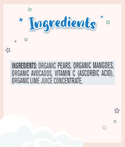 List of ingredients for Gerber Organic Pear Mango Avocado