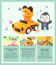 Load image into Gallery viewer, Animal Vintage Press Car product highlights: Perfect for little hands, Learn through play, Encourages movement
