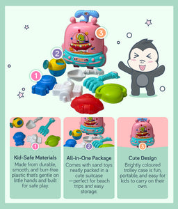 Beach Space Suitcase 8 Pcs Set product highlights: Kid-safe materials, All-in-One package, Cute design