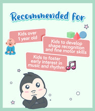 Load image into Gallery viewer, Product recommended for kids over 1 year old, shape recognition &amp; motor skills development and foster early interest in music &amp; rhythm
