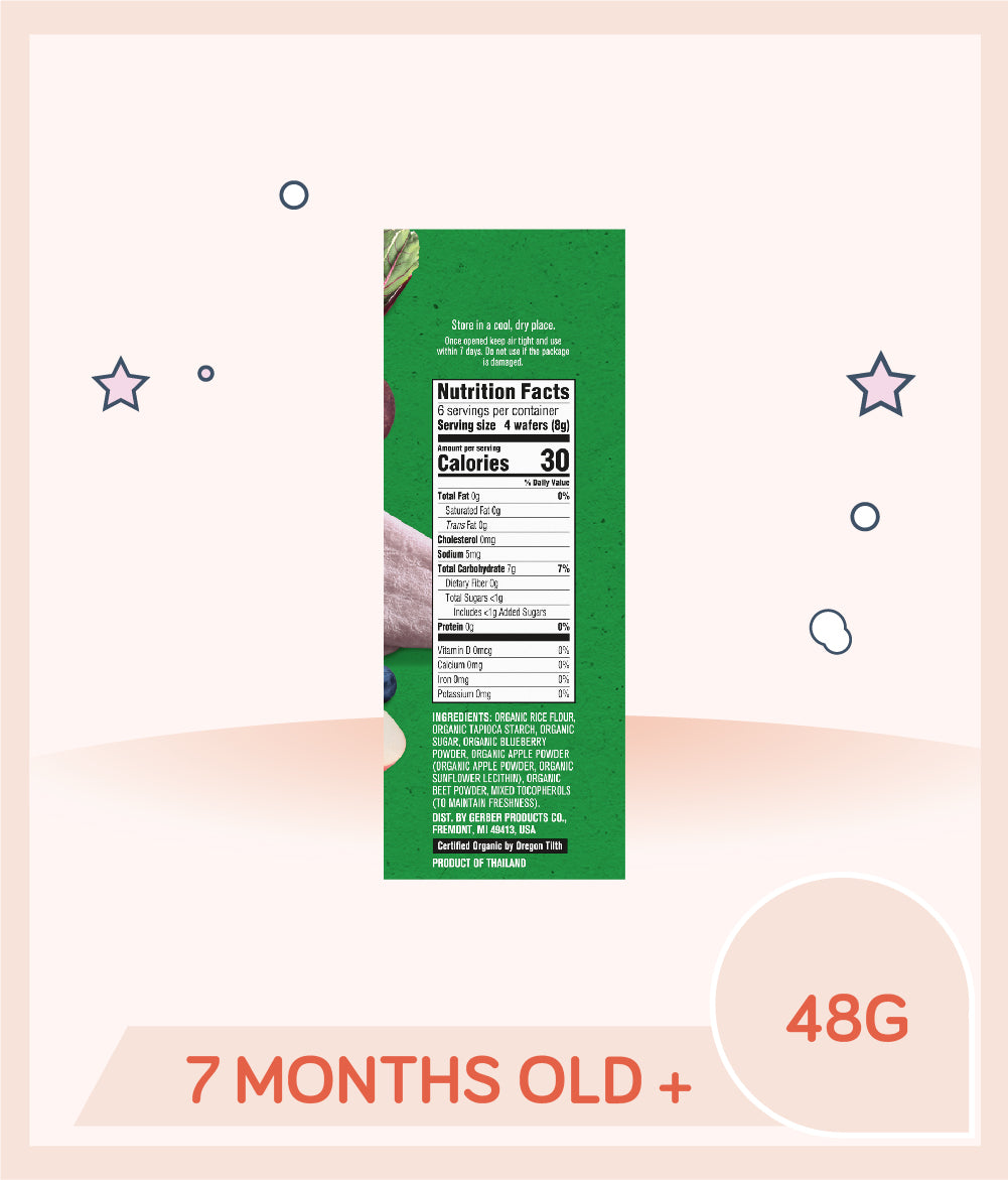 Gerber Organic Teethers Blueberry Apple Beet 48g Box BB King Kong