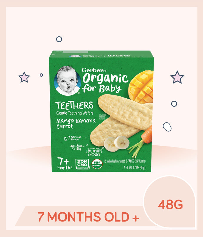 Gerber Organic Teethers Mango Banana Carrot 48g Box