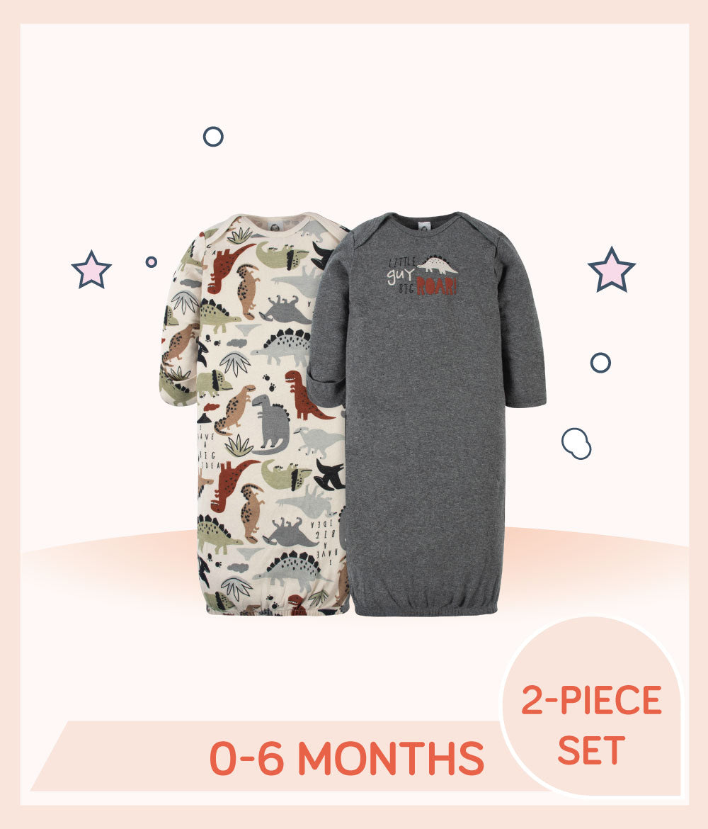 Gerber 2-Pack Baby Boys Dino Gowns