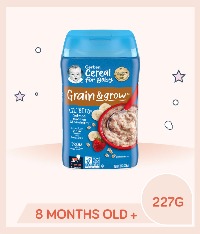 Gerber Lil Bits Cereal Oatmeal Banana Strawberry 227g Container