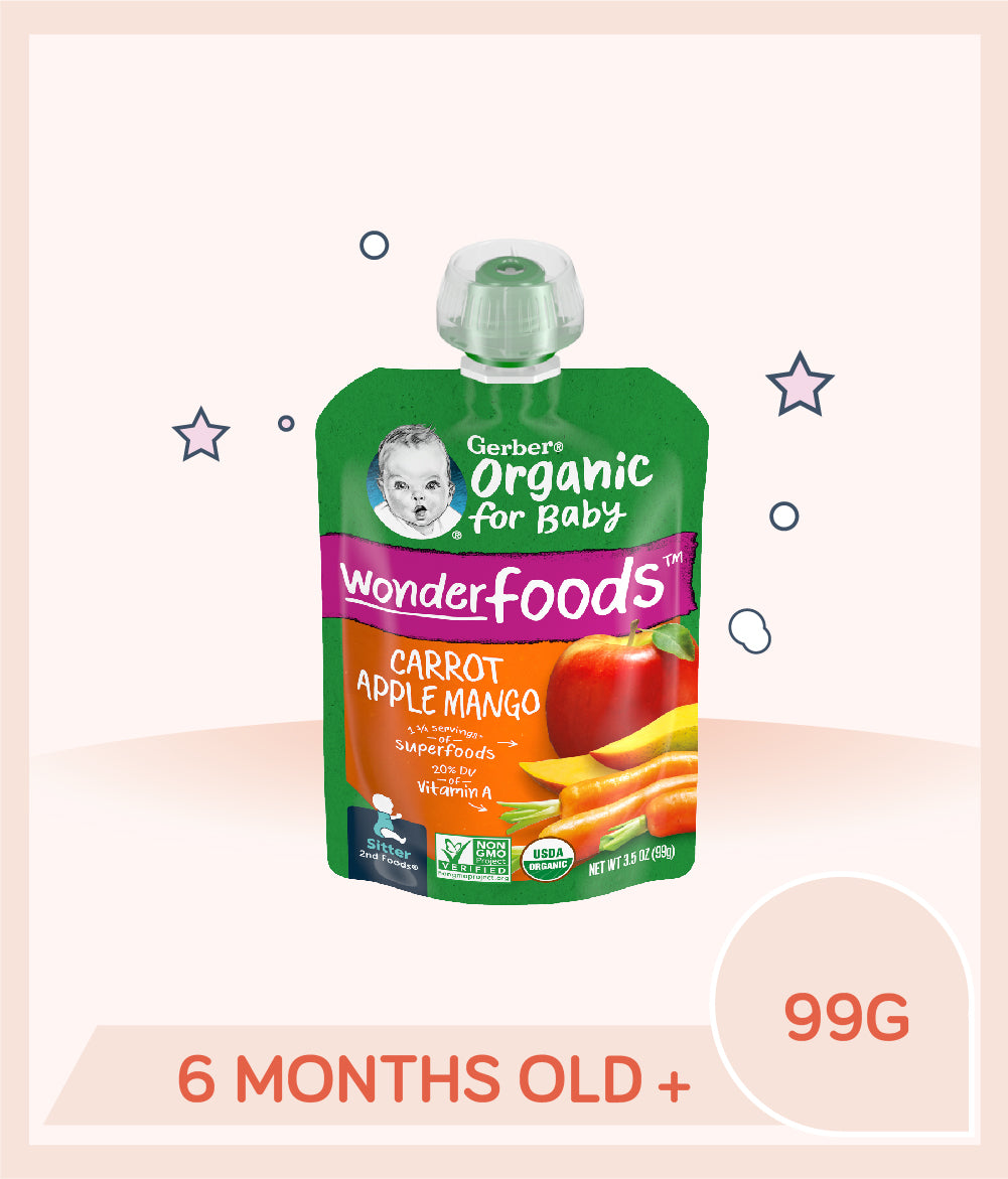 Gerber Organic Carrot Apple Mango 99g Pouch