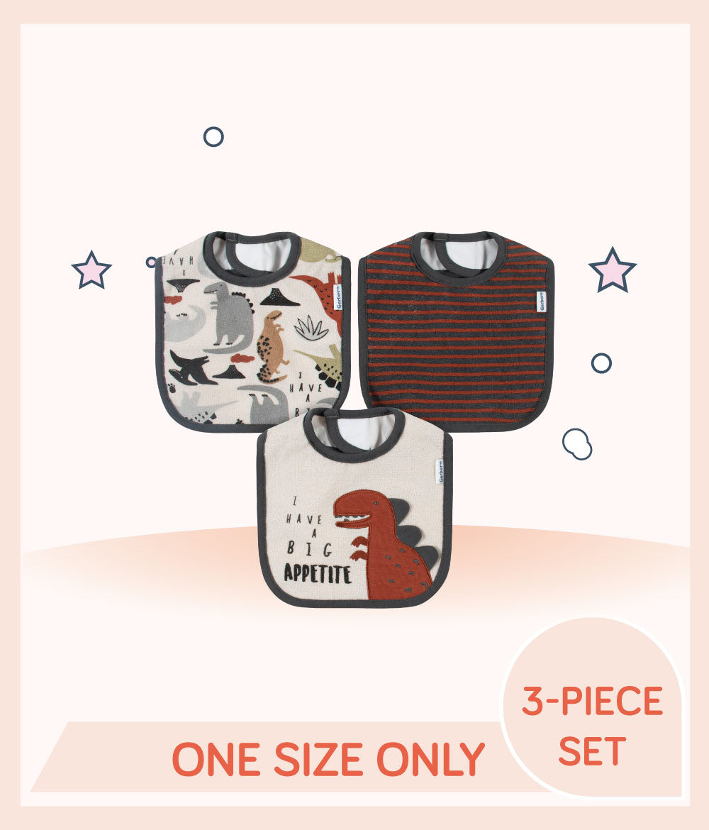 Gerber 3-Pack Boys Dino Bibs