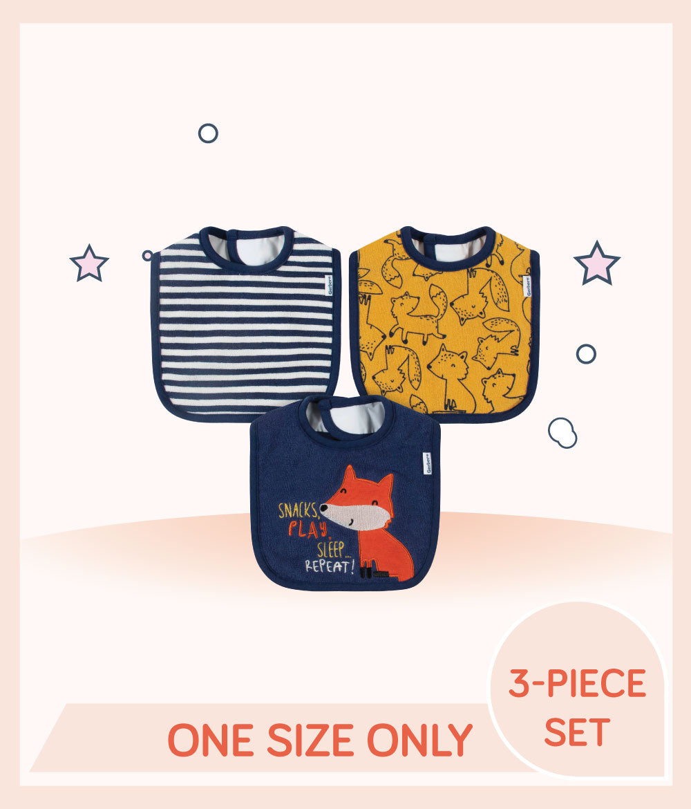 Gerber 3-Pack Boys Fox Bibs