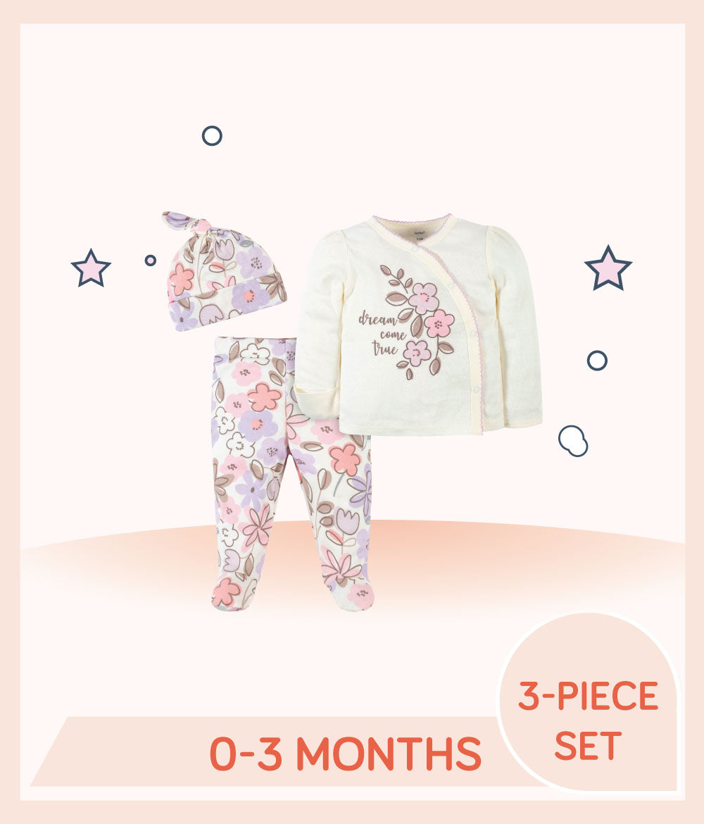 Gerber 3-Piece Baby Girls Bunny Ballerina Take-Me-Home Set