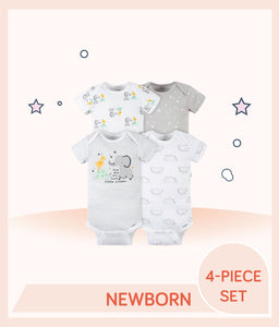 Gerber 4-Pack Baby Neutral Baby Animals Short Sleeve Onesies® Bodysuits