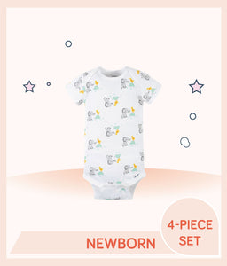 Gerber 4-Pack Baby Neutral Baby Animals Short Sleeve Onesies® Bodysuits