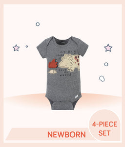 Gerber 4-Pack Baby Boys Dino Short Sleeve Onesies® Bodysuits (Newborn)