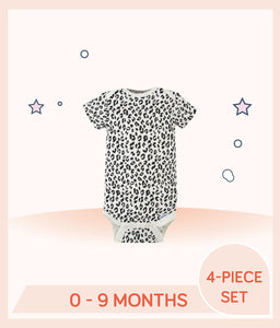 Gerber 4-Pack Baby Girls Leopard Short Sleeve Onesies® Bodysuits
