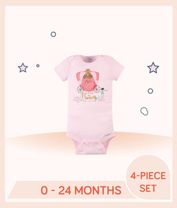 Gerber 4-Pack Baby Girls Princess Short Sleeve Onesies® Bodysuits