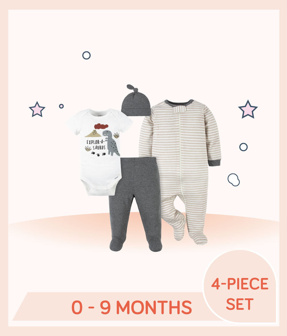 Gerber 4-Piece Baby Boys Dino Outfit Set
