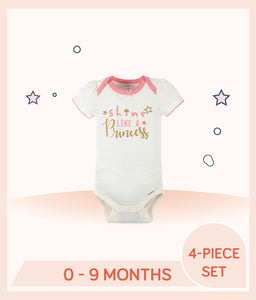 Gerber 4-Piece Baby Girls Princess Outfit Set