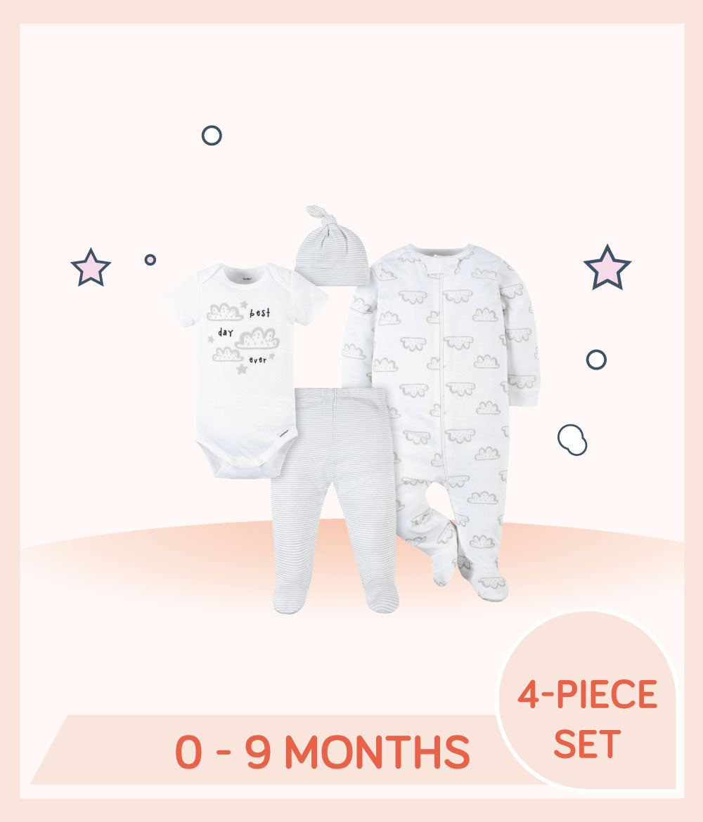 Gerber 4-Piece Baby Neutral Baby Animals Outfit Set