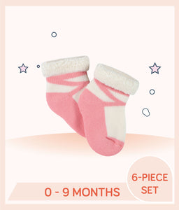 Gerber 6-Pack Baby Girls Princess Wiggle-Proof™ Terry Bootie Socks