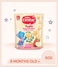 Load image into Gallery viewer, Cerelac Puffs Snacks Banana &amp; Strawberry 50g Pouch
