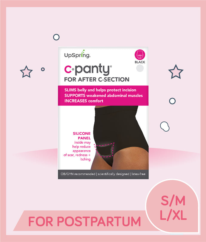 Upspring C-Panty High Waist Postpartum Compression Underwear (Black)