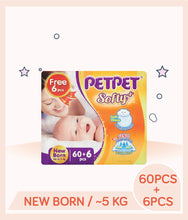 Load image into Gallery viewer, PetPet Diapers Tape Newborn (0-5kg) 60+6pcs
