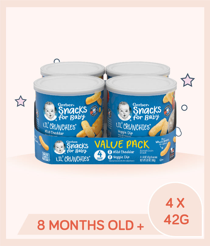 Gerber Veggie Dip/Mild Cheddar Crunchies Value Pack (168g)