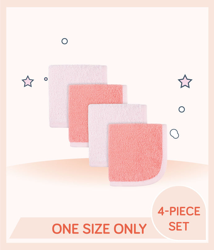 Gerber 4 Pack  Girl Pink & Coral Washcloth (Onesize)